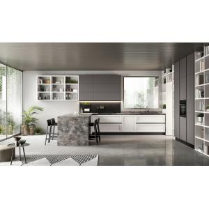 Handless Melamine Kitchen Cabinet Fitted Grey Kitchen Storage Cabinet Customized