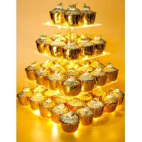 China Pastry 4 Tier Acrylic Cupcake Stand For Birthday Wedding Party on sale