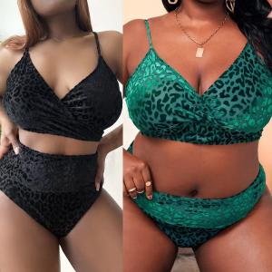 Velvet Leopard Plus Size Underwire Swim Suit Bikini Plus Size Two Piece Swimsuit