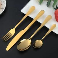 China Wholesale set stainless steel gold  knife spoon fork cutlery sets for wedding event on sale