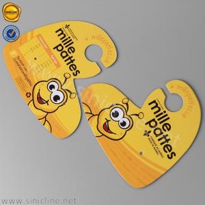 China Eco Friendly Cardboard Hangers Customized Cute Yellow Kids Shoe Hanger supplier
