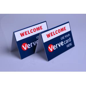 Custom printed plastic PVC Verve Card payment way accepted display table tents