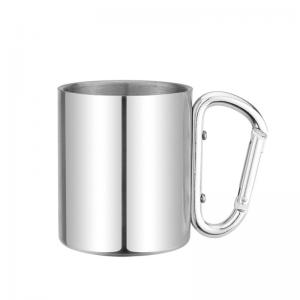 220ml - 400ml Double Wall Stainless Steel Coffee Mug With Carabiner Handle