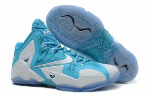 China Nike Lebron James 11 Mens White Sea Blue Basketball Shoes on sale 