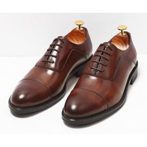 Plain Toe Mens Brown Lace Up Dress Shoes Sizes Customized With Waxy Leather Finish