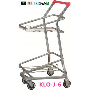 American Style Metal Shopping Basket Trolley / Two Basket Shopping Cart 50KGS