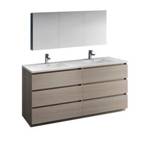 Freestanding Double Sink Vanity , Design Solid Wood Bathroom Vanity Units