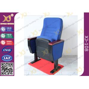 Blue Folded Plastic Theater Auditorium Chairs / Auditorium Seats With Writing Pad
