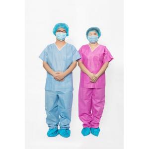 Spunlace Non Woven Disposable Scrub Suits Cusomized Size Patient Replacement Apparel