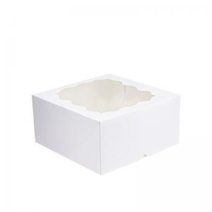 White Paper Takeaway Containers , Kraft Square Cake Box With Window