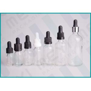 5ml 30ml 100ml Transparent Glass Dropper Bottles For Cosmetic Oil / Lotion