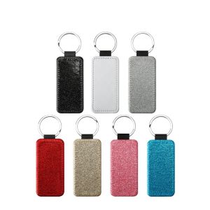 China Porte-clés par sublimation en cuir vierge coloré, simple face, pailleté, porte-clés personnalisé wholesale