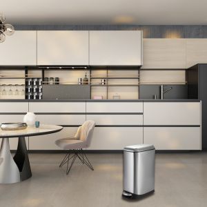 China Tome as impressões digitais a prova balde do lixo de aço inoxidável retangular de 5,28 galões supplier