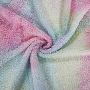 China Tie Dye Sherpa Fleece Fabric 280 Gsm 100% Polyester Colorful For Hoodie supplier