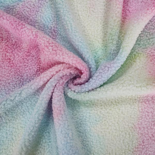 Tie Dye Sherpa Fleece Fabric 280 Gsm 100% Polyester Colorful For Hoodie