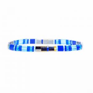 Blue Tila Bead Bracelet , Bohemian Friendship Bracelets With Beads