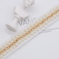 China KJ20016 Golden Chain Pearl Trim For Dresses 26mm on sale