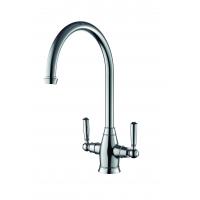 China Double Handle Kitchen Mixer Taps Polished With Chrome Finish T81069 on sale