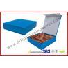 Sky Blue Print Rigid Board Packaging Boxes , Chocolate damask inner with Plastic