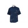 Men's 100% Cotton Twill Custom Work Shirts Short Sleeve Dark Blue Chest Pockets