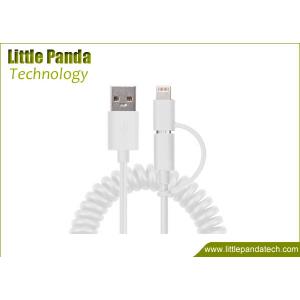 Factory Price USB Data Cable 2in1 USB Male to Micro USB Spiral Cable for iPhone and Andriod