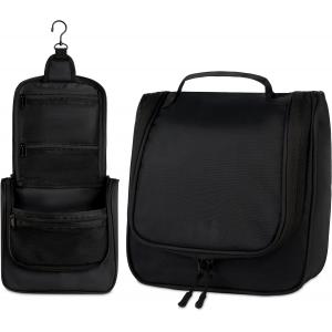 Custom Large Waterproof Black Travel Hanging Toiletry Bag For Makeup And Shaving Supplies