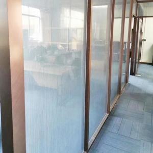 SUS201 Red Copper Hairline Stainless Steel Room Divider With Art Glass