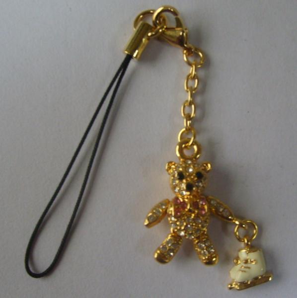 Charme de courroie d'or antique/téléphone portable mat de laiton/fer de placage à l'or avec la courroie de téléphone