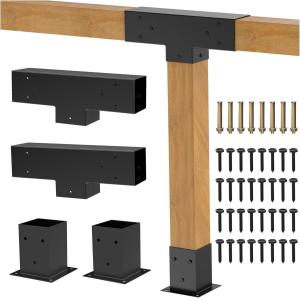 China Heavy Alloy Steel Pergola Kit with 3-Way T-Shape Brackets for 4"x 4" Lumber DIY Pergola Brackets for Gardens Metal Gazebo Kits wholesale