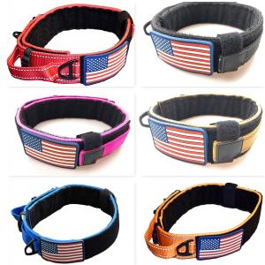 China Metal Buckle Military Dog Collar Nylon Reflective K9 Quick Release Fit All Seasons supplier