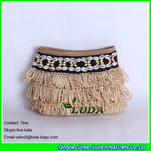 LUDA fashion straw handbags seashell deco raffia beach straw purse handbags