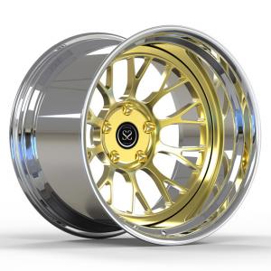 China Deep Dish Gold 2 Piece Forged Wheels Polished Wheels Negative Offset 19X12j Porsche Gt4 Rims supplier