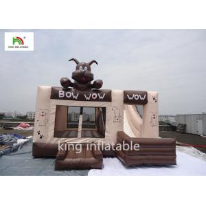 Brown Dog Inflatable Jumping House 0.45-0.55mm PVC Tarpaulin Water Resistant
