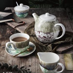 China 1000cc Demitasse Decorative Flowering Bone China Teapot And Cup Set supplier