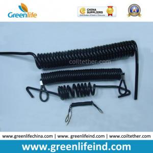 China Strong Plastic spiral Coil Lanyard Safety Tethers Black supplier