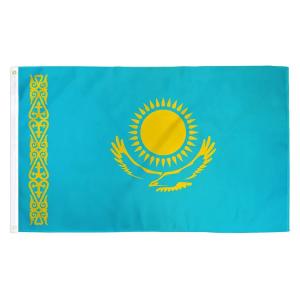 100% Polyester Kazakhstan Country Flag 3X5ft Custom Digital Printing / Screen Printing