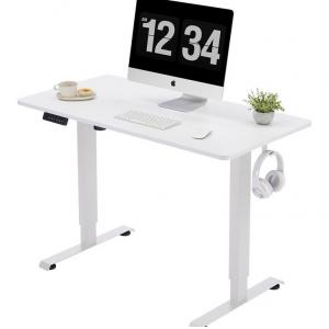 China Custom White Wooden Height Adjustable Sit Stand Desk Table for 100 V/Hz Power Supply supplier