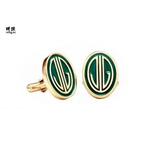 Oval Custom Mens Accessories Cufflinks , Shiny Solid Gold Cufflinks For Men