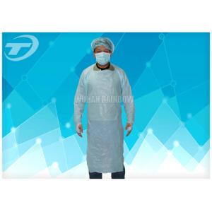 China CPE Fabric Disposable Isolation Gowns With Thumb Loop Blue Color supplier