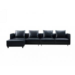 Black Half Leather Half Fabric Sofa Foam Cushion Type Modern