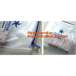 Transparent pvc slider zip bag with blue side gusset, pvc zipper lock slider bag, Zipper slider clear pvc bag for ruler