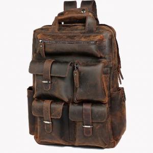 China Men'S Retro First Layer Cowhide Travel Hiking Backpack supplier