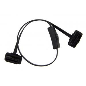 China OBD2 OBDII J1962 Right Angle Male to Female Extension Flat Cable with Switch wholesale