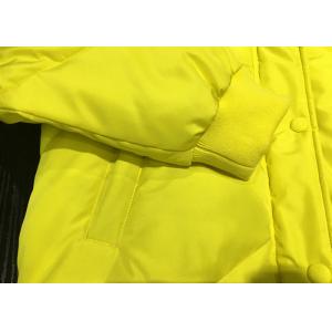 100% Polyester Yellow Young Hooded Bomber Jacket Warm Coats For Winter