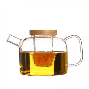 Office / Home Stovetop Safe Teapot With Infuser / Bamboo Lid High Borosilicate