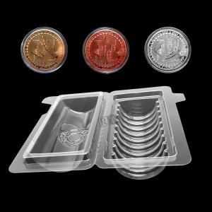 China Customized Disposable Plastic PET PVC 8 10 Compartment Round Transparent Blister Clamshell Packaging For Coin wholesale