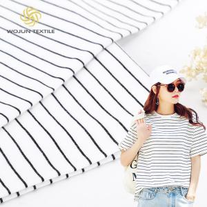 Tightly Woven Plain Jersey Striped Pure Cotton Fabric For Casual Wear
