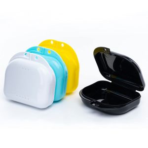 China Teeth Retainer Case With Vent Holes 4 Pcs Denture Cases Tight Snap Lock Easy Use wholesale
