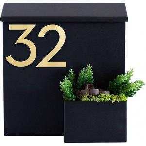 Custom Logo Contemporary Designer Mailbox in Powder-Coated Black with Optional Lock