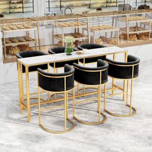 Commercial Metal Bar Stools High Stool With Velvet / PU Seat